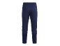 Pantalon de jogging bleu marine avec des rayures blanches et colorées sur le côté, vue arrière.