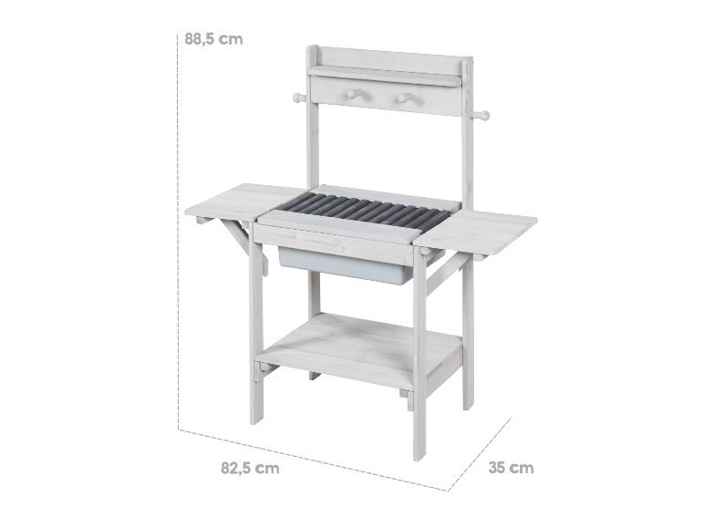 Cuisine en bois blanc pour enfants, hauteur 88,5 cm.