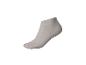 Chaussette basse gris clair rayée sur fond blanc.
