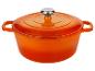 Cocotte en fonte émaillée orange avec couvercle et bouton argenté