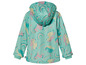 Un imperméable turquoise avec un motif d'unicornes pour fille.