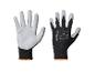 Une paire de gants de travail Parkside noirs et blancs avec bordure orange.