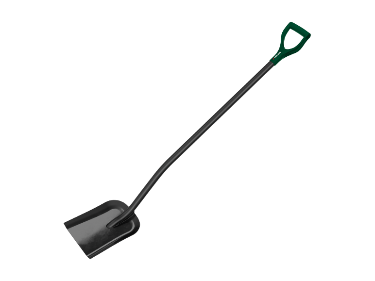 Bêche de jardin avec manche vert et lame noire