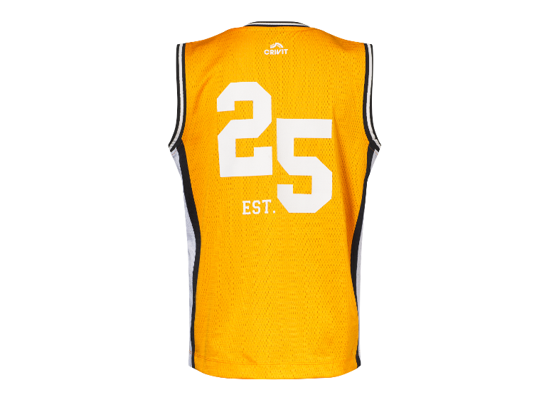 Maillot de basket-ball jaune Crivit avec le numéro 25.