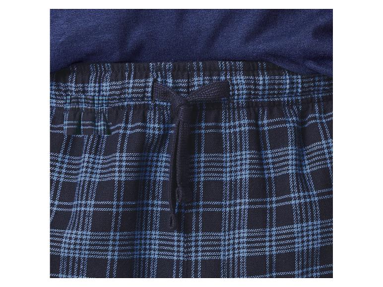 Pantalon de pyjama à carreaux bleus et marine pour homme avec cordon de serrage.