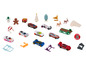Voitures Hot Wheels et décorations de Noël sur le thème des fêtes.