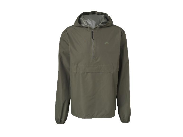 Anorak kaki pour homme avec capuche et fermeture éclair courte.