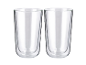 Deux verres transparents à double paroi au design élégant et moderne