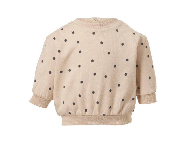 Sweat-shirt enfant beige à pois noirs et manches longues