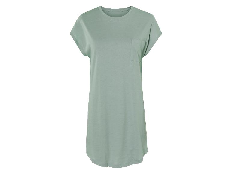 Robe t-shirt vert clair, coupe ample.