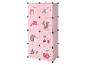 Unité de rangement modulaire rose avec motifs d'animaux de la forêt et de la nature.