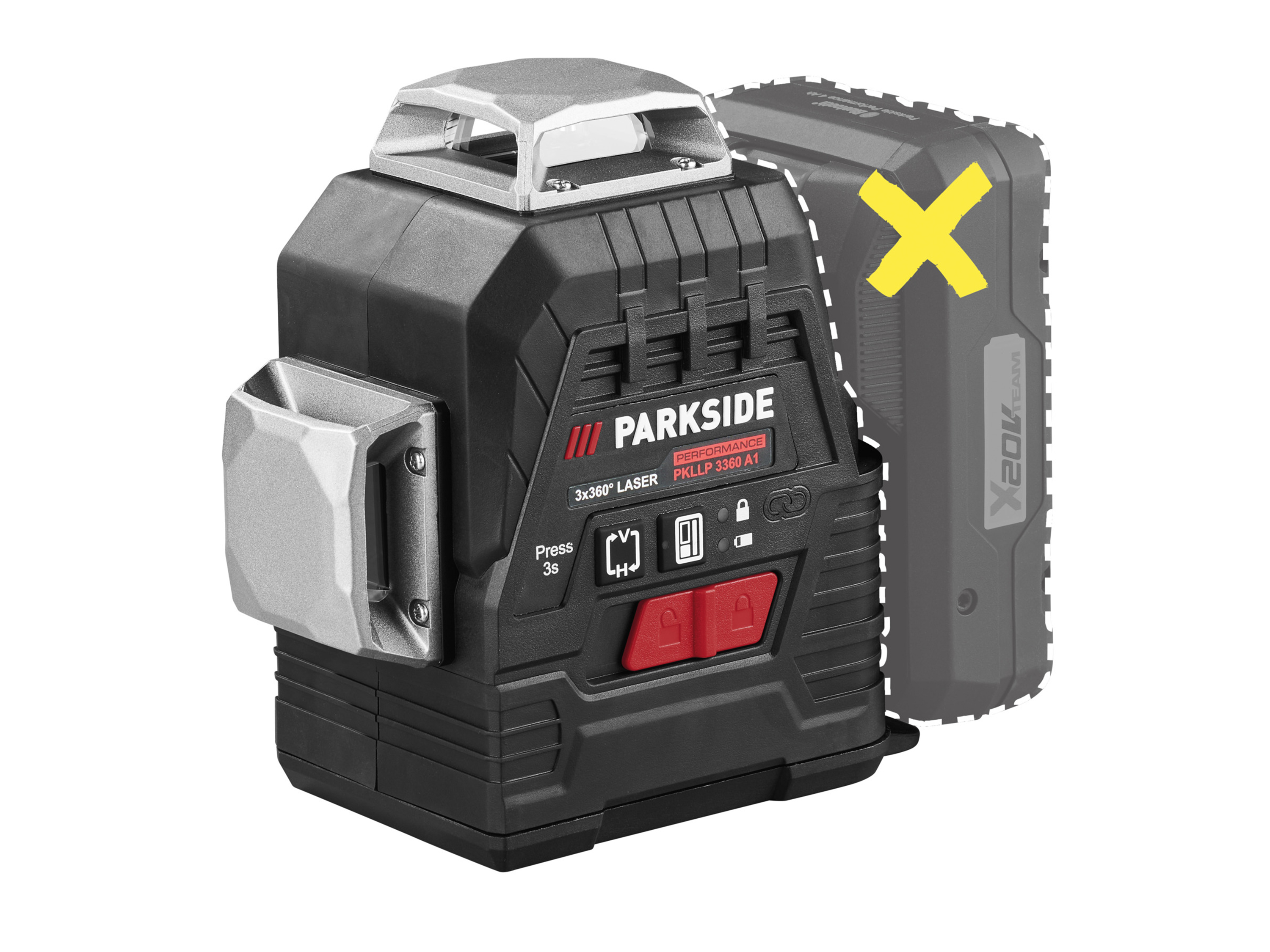 PARKSIDE PERFORMANCE® Niveau laser en croix sans fil PKLLP 3360 A1