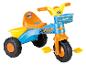 Un tricycle Hot Wheels orange avec un compartiment de rangement.