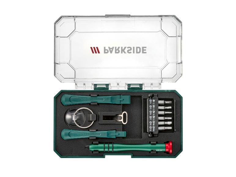 PARKSIDE jeu de tournevis de précision avec divers embouts, outils de levier et ventouse
