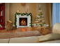 Calendrier de l'Avent en bois en forme de sapin de Noël dans un salon chaleureux avec cheminée.