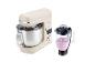 Un robot de cuisine SilverCrest couleur crème avec un blender rempli de smoothie rose.