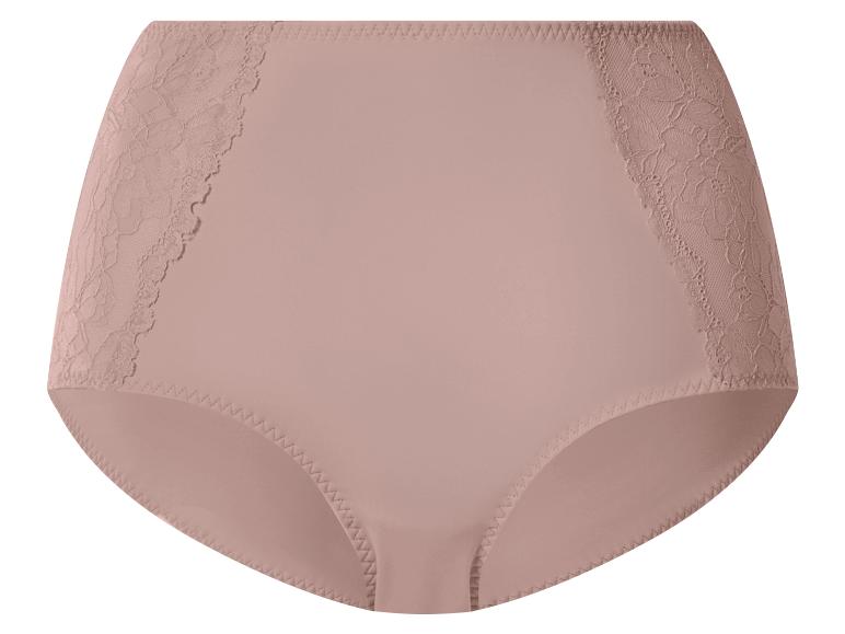 Culotte taille haute pour femme en rose avec des détails en dentelle sur les côtés.