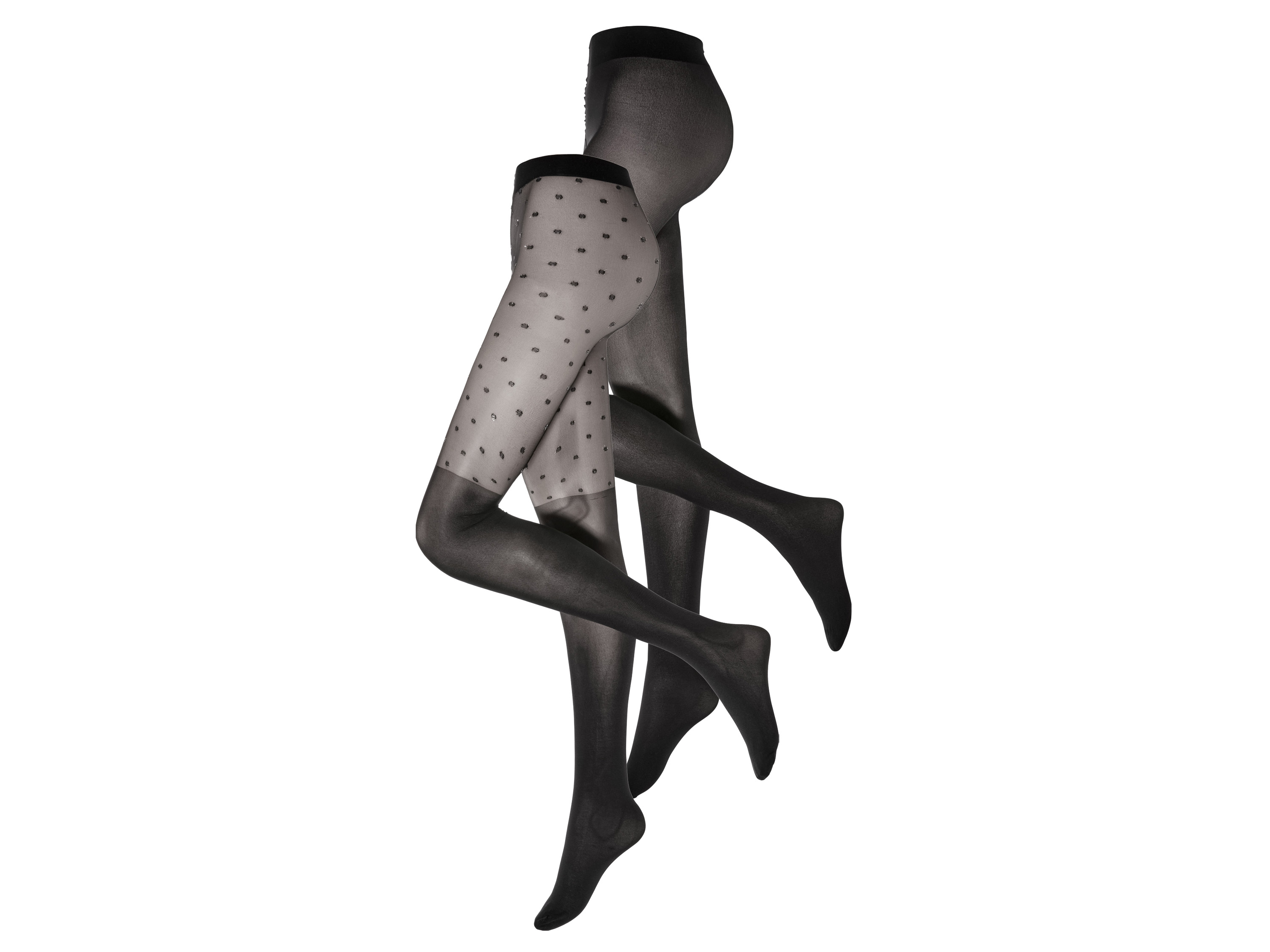esmara® Lot de 2 collants fins femme (noir/pois)