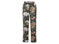 Pantalon vert foncé à imprimé floral.
