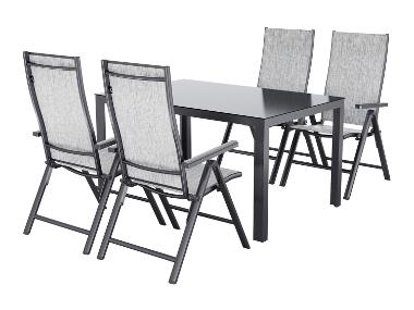 LIVARNO® Table de jardin + Lot de 4 fauteuils en aluminium Houston