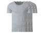 Trois t-shirts gris à manches courtes.