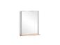 Miroir rectangulaire avec cadre gris et étagère en bois clair