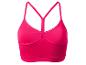 Un soutien-gorge de sport rose avec des bretelles fines.