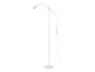 Un lampadaire blanc avec un bras incurvé.