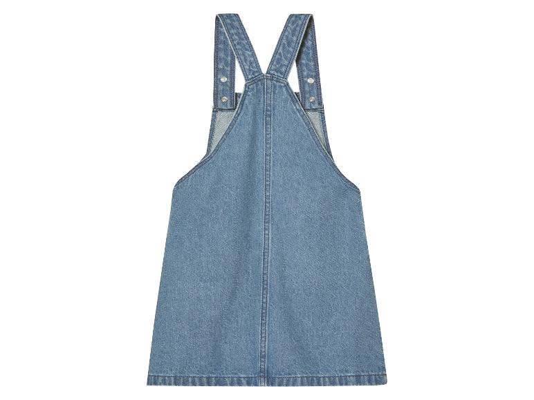 Robe salopette en jean bleu clair pour enfant.