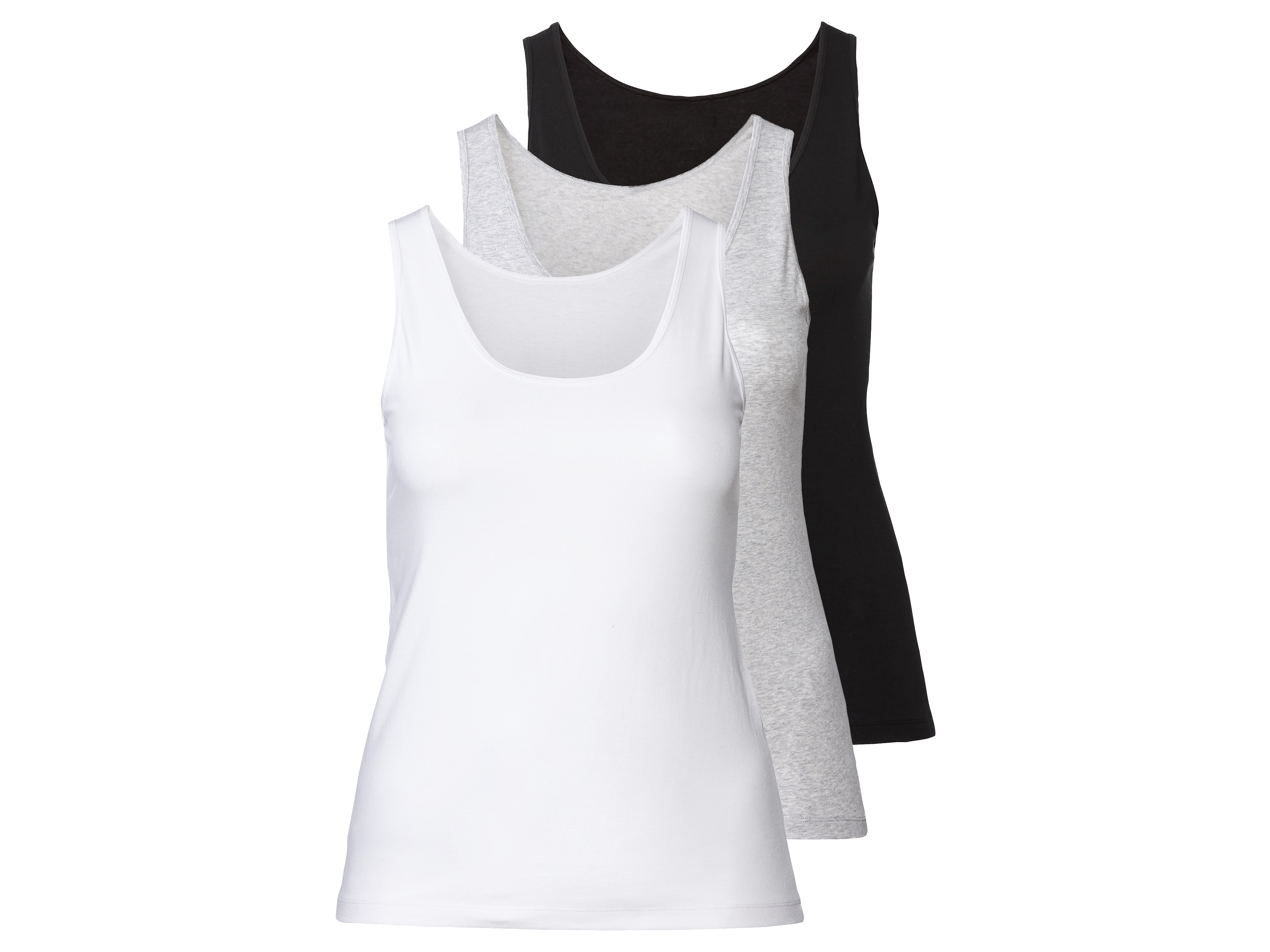 esmara® Lot de 3 débardeurs femme (noir/gris clair/blanc)