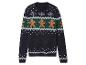 Pull de Noël avec motif bonhomme en pain d'épices et flocons de neige.