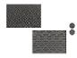 Deux tapis gris à motifs géométriques.