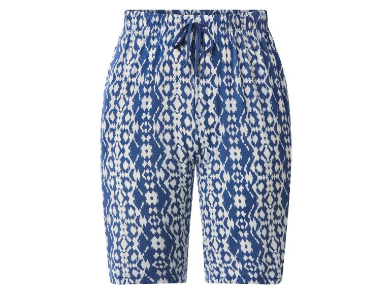 Short bleu et blanc à motif ikat avec cordon de serrage à la taille