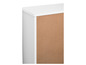 L'arrière d'une commode blanche avec un panneau en bois brun.