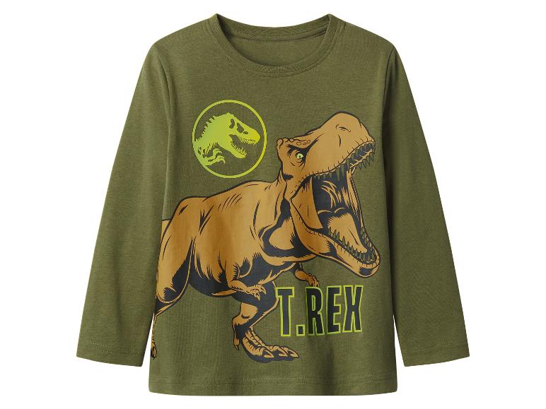 T-shirt vert à manches longues avec un imprimé T. Rex de Jurassic Park.