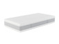 Un matelas blanc avec une bordure grise.