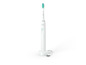 Une brosse à dents électrique Philips Sonicare blanche sur une station de charge.