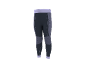 Legging de sport gris foncé et violet clair avec motifs texturés.