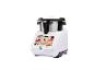 Robot de cuisine intelligent blanc avec écran affichant des images de plats et des options de recettes