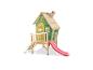 Maisonnette de jeu en bois pour enfants avec toboggan rouge