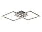 Plafonnier LED moderne avec structure en carrés entrecroisés métalliques.
