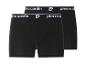 Deux boxers noirs pour hommes avec une ceinture blanche ornée de texte