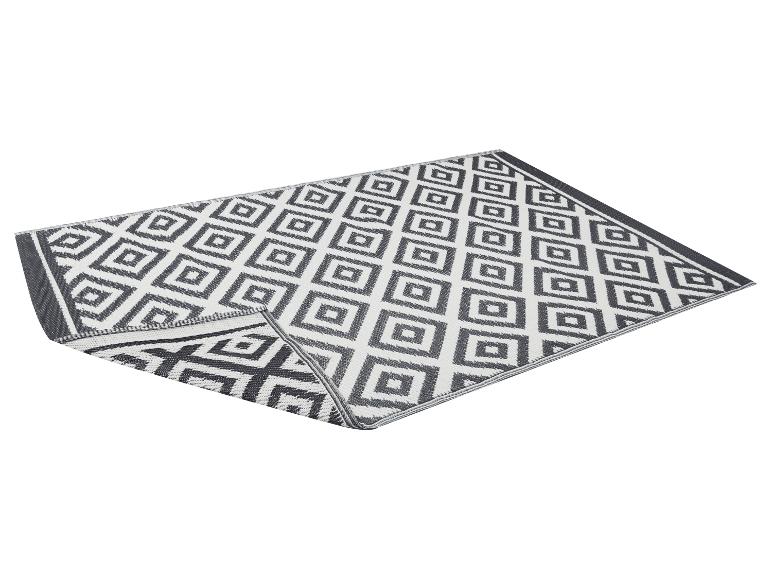 Tapis d'extérieur réversible à motif géométrique gris et blanc