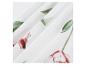 Tissu blanc avec des feuilles vertes et des fleurs roses.