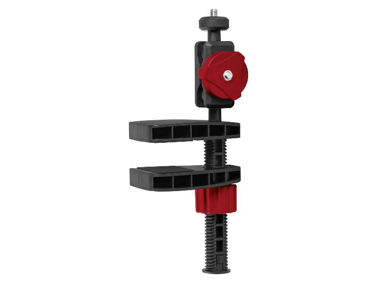 Support de fixation robuste avec pince et rotule, idéal pour caméra.