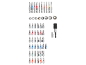 Ensemble d'embouts de tournevis et de douilles, incluant des embouts Phillips, plats et Torx, et un adaptateur.