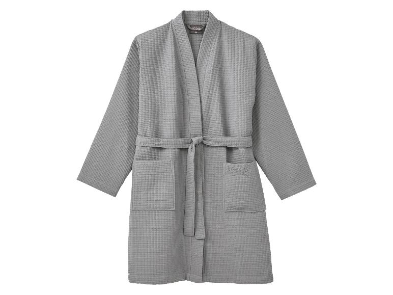 Peignoir gaufré gris avec ceinture et poches