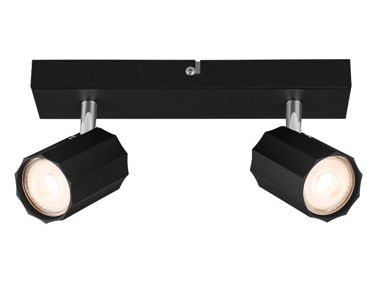 Spot double noir avec bras orientables.