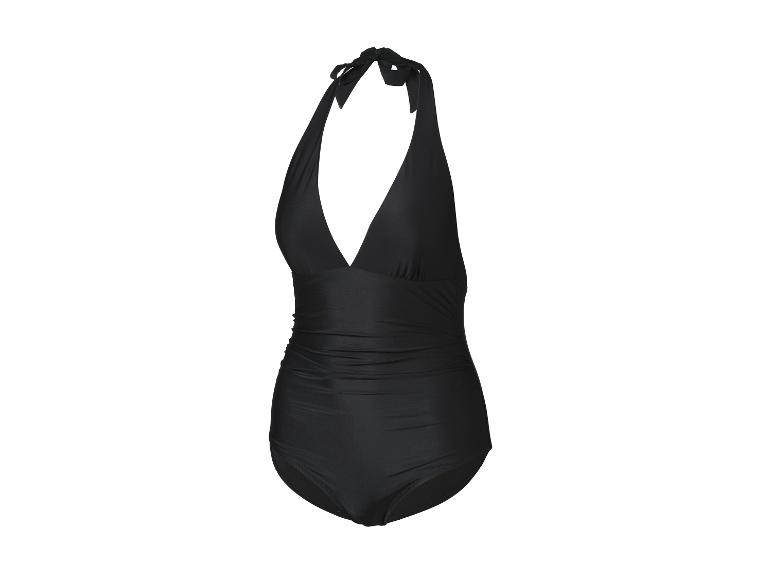 Maillot de bain une pièce noir avec décolleté en V et détails froncés