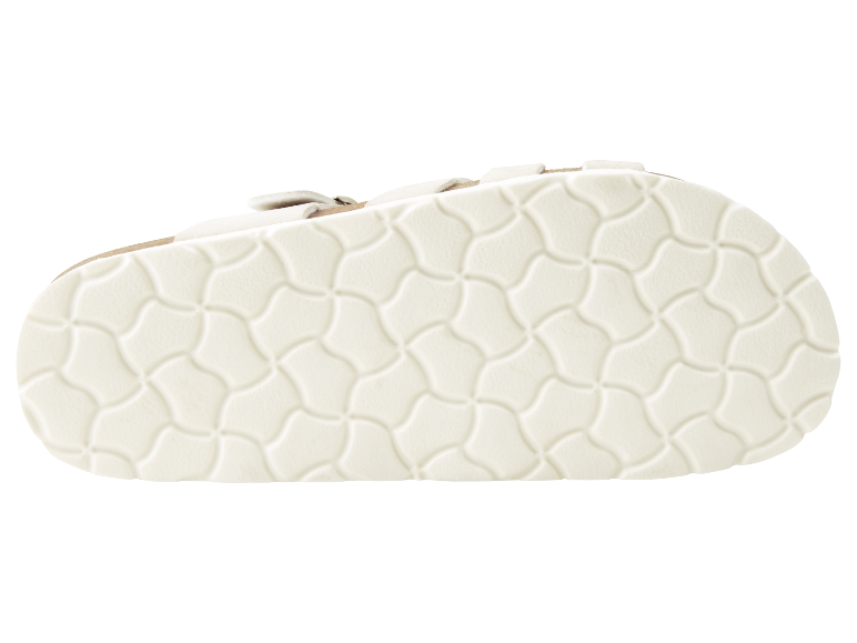Semelle de sandales en cuir blanc.
